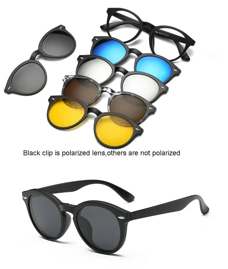 FlexiShade™ 6-in-1 Magnetic Clip-On Sunglasses