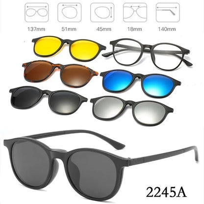 FlexiShade™ 6-in-1 Magnetic Clip-On Sunglasses