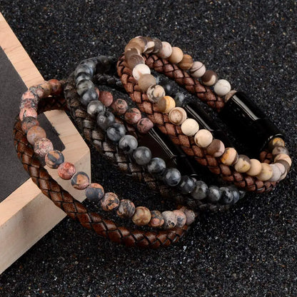 StoneCraft Leather Braided Bracelet